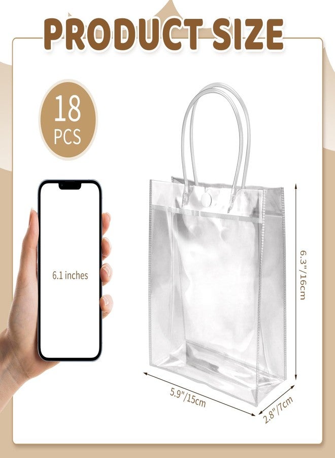 BadenBach 18 PCS Small Clear Gift Bags with Handles,5.9" x 6.3" x 2.8",Plastic Small Clear Gift Bags Mini Clear Goodie Bag Clear Favor Bag for Wedding Birthday Party Halloween Christmas - Image 2