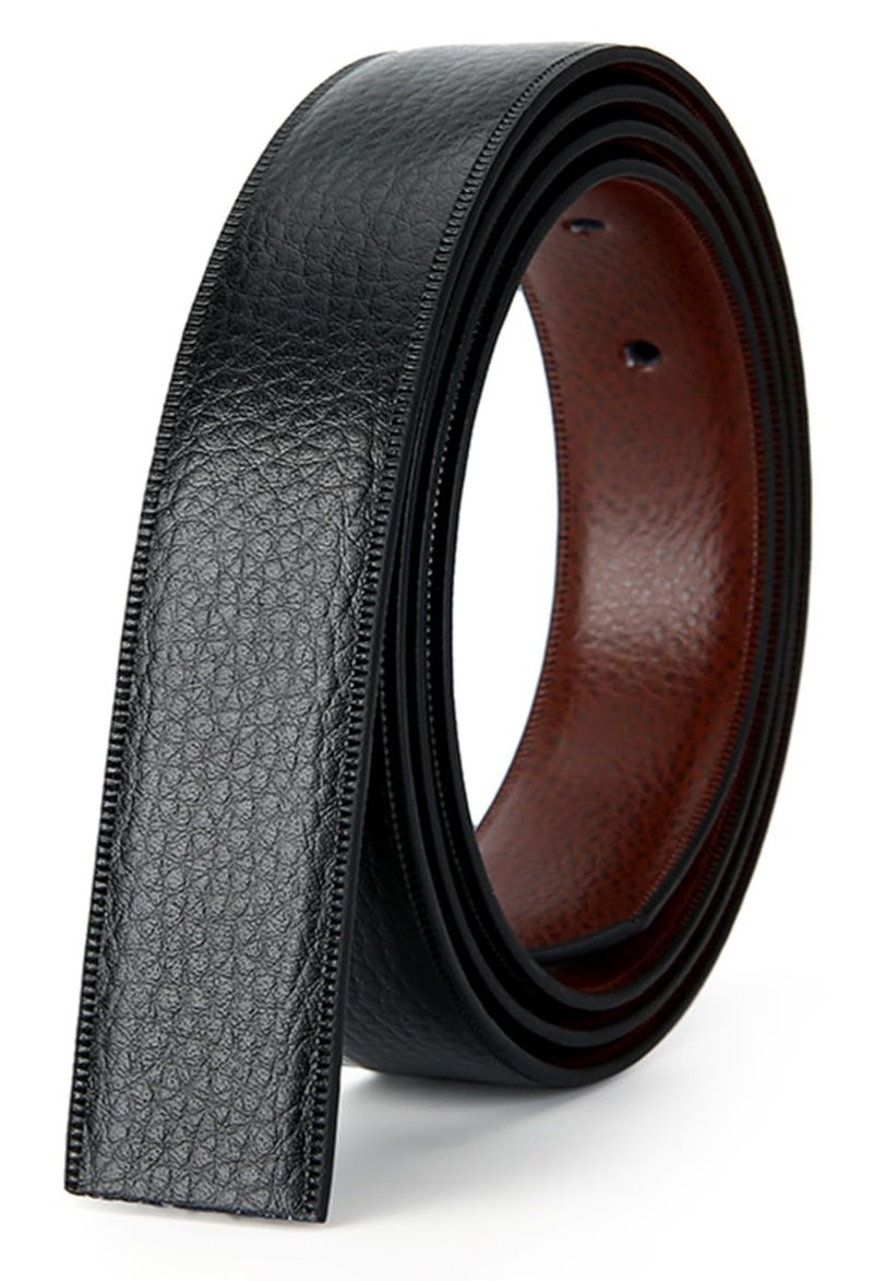 Nelbons Men's Leather Hole Belt Strap Without Buckle, Strap ONLY 2.8/3.0/3.2/3.5/3.8cm（5size） wide,replacement belt (Black02length 130cm Suitable for 28"-46" Waist, Width2.8CM) - Image 1
