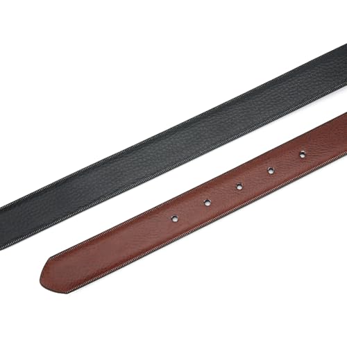 Nelbons Men's Leather Hole Belt Strap Without Buckle, Strap ONLY 2.8/3.0/3.2/3.5/3.8cm（5size） wide,replacement belt (Black02length 130cm Suitable for 28"-46" Waist, Width2.8CM) - Image 4