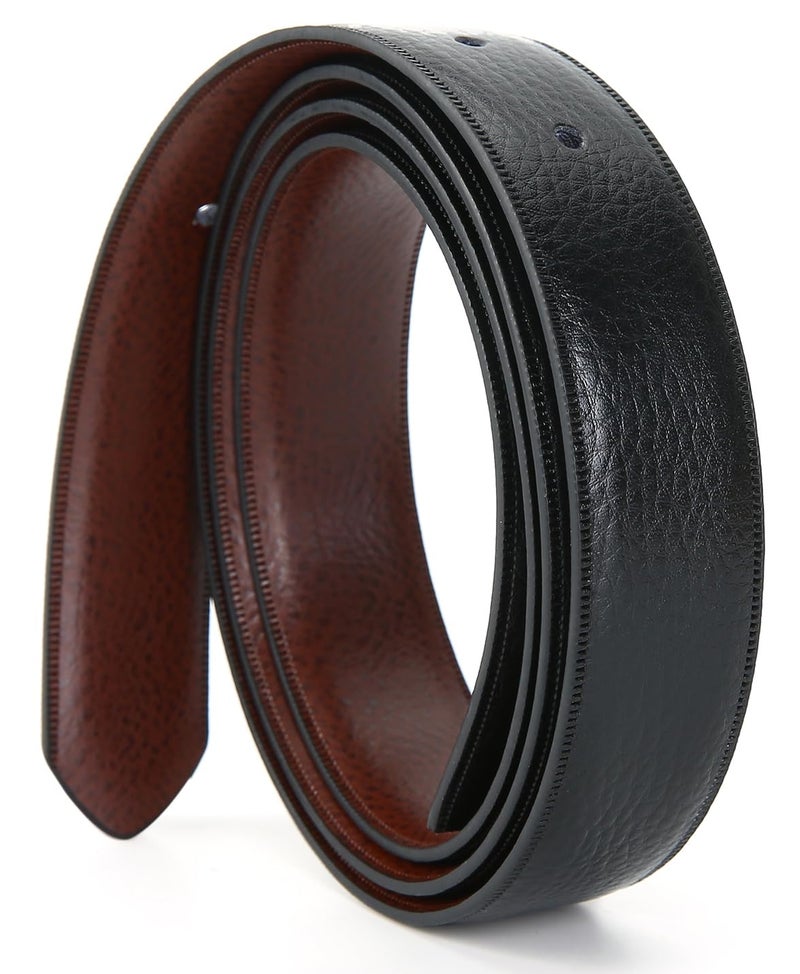 Nelbons Men's Leather Hole Belt Strap Without Buckle, Strap ONLY 2.8/3.0/3.2/3.5/3.8cm（5size） wide,replacement belt (Black02length 130cm Suitable for 28"-46" Waist, Width2.8CM) - Image 2