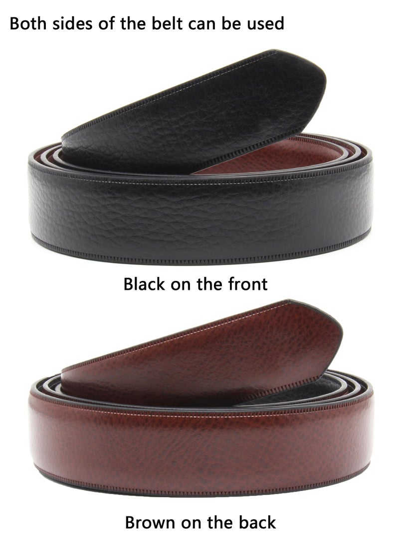 Nelbons Men's Leather Hole Belt Strap Without Buckle, Strap ONLY 2.8/3.0/3.2/3.5/3.8cm（5size） wide,replacement belt (Black02length 130cm Suitable for 28"-46" Waist, Width2.8CM) - Image 5