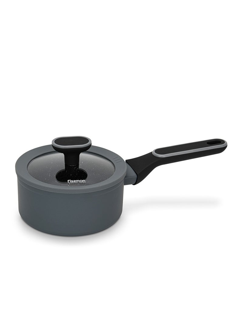 Fissman - Saucepan 1.4L with Glass Lid, TouchStone Non-Stick Coating Aluminum Saucepan 16x7.9cm Laura Series - Image 1