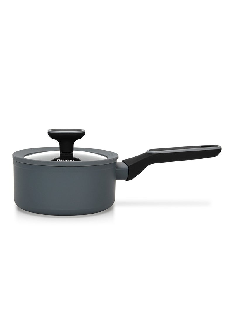 Fissman - Saucepan 1.4L with Glass Lid, TouchStone Non-Stick Coating Aluminum Saucepan 16x7.9cm Laura Series - Image 1
