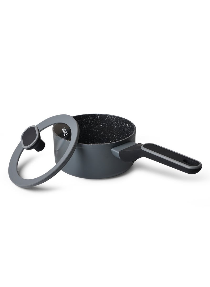 Fissman - Saucepan 1.4L with Glass Lid, TouchStone Non-Stick Coating Aluminum Saucepan 16x7.9cm Laura Series - Image 1