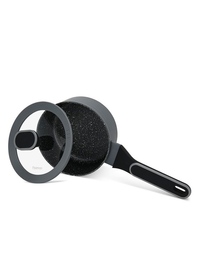 Fissman - Saucepan 1.4L with Glass Lid, TouchStone Non-Stick Coating Aluminum Saucepan 16x7.9cm Laura Series - Image 1