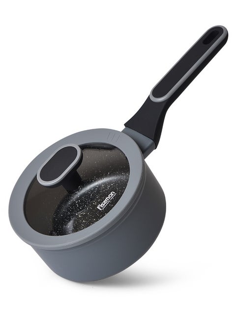 Saucepan 1.4L with Glass Lid, TouchStone Non-Stick Coating Aluminum Saucepan 16x7.9cm Laura Series