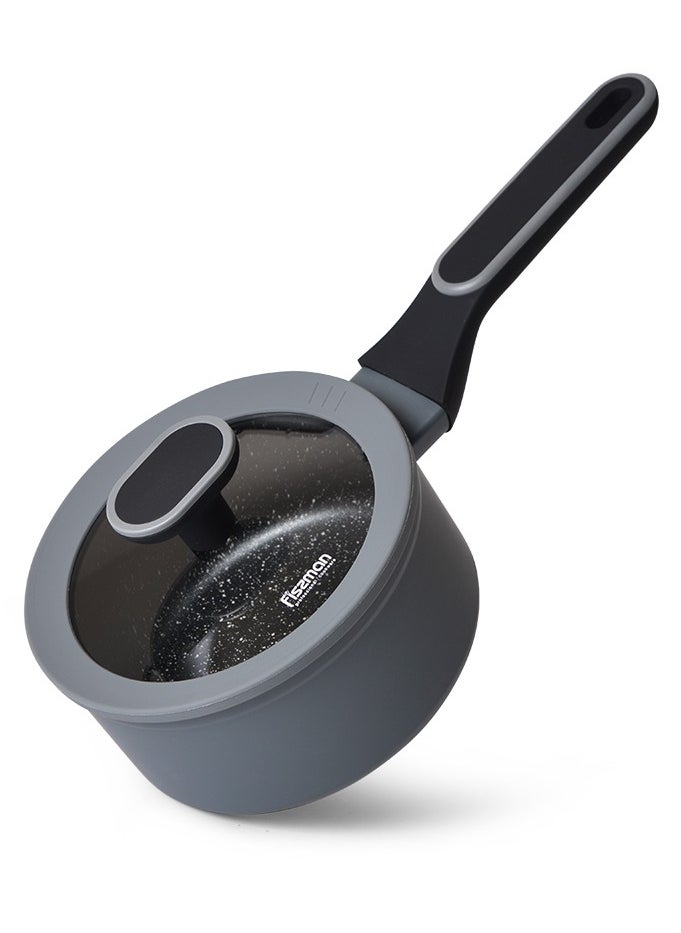 Fissman - Saucepan 1.4L with Glass Lid, TouchStone Non-Stick Coating Aluminum Saucepan 16x7.9cm Laura Series - Image 1