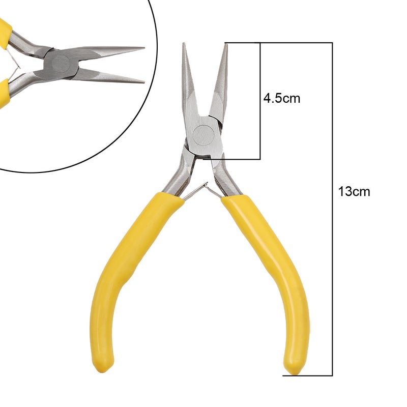 Handmade DIY Tool Pliers Multifunctional Punching Pliers Jewelry Toothless Pointed Nose Pliers Oblique Wire Cutting Pliers Hardware Tools #48 Yellow handle needle nose pliers (no teeth) 