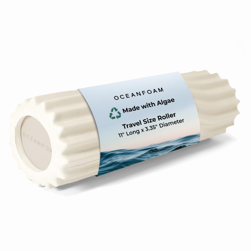 Oceanfoam Ripple Travel Foam Roller (11" x 3.35") Firm Mini Foam Roller for Physical Therapy, Deep Tissue Massage, Back Pain - High Density, Ergonomic Wave Textured - Yoga, Pilates, Exercise (Natural) - Image 1