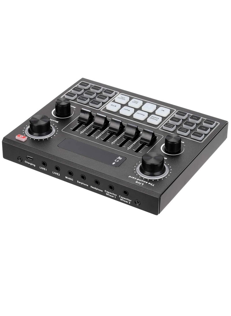 Mike Music Multifunctional Live V9 Sound Card and BM800 Suspension Microphone Kit Broadcasting Condenser Microphone Set Intelligent Webcast Live Sound Card for Computers and Mobilephone (v9, Black)  - Image 2
