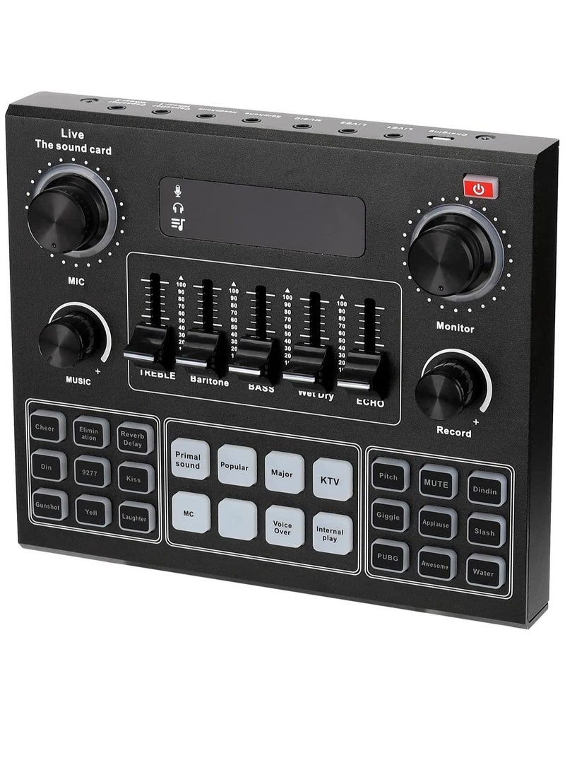 Mike Music Multifunctional Live V9 Sound Card and BM800 Suspension Microphone Kit Broadcasting Condenser Microphone Set Intelligent Webcast Live Sound Card for Computers and Mobilephone (v9, Black)  - Image 3