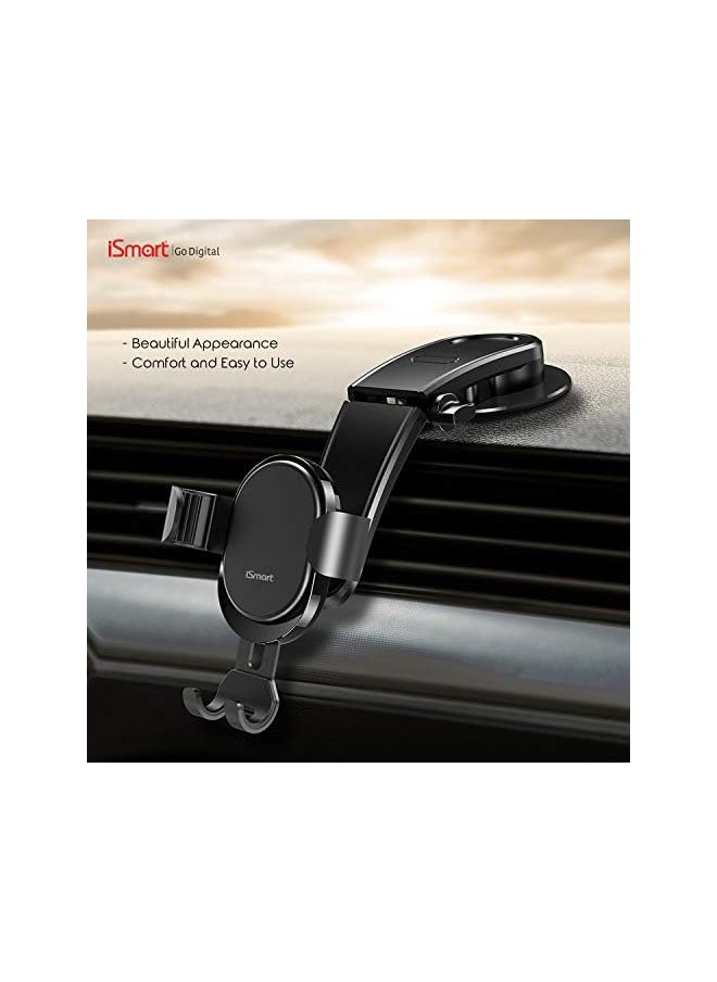 iSmart i99 Universal Car Phone holder Smart Gravity 3M grip 360 degree full view rotation strong holder for iPhone/Samsung/Nokia/Huawei/Oppo/Vivo/with more Grip space/auto grip/anti-shake  - Image 2
