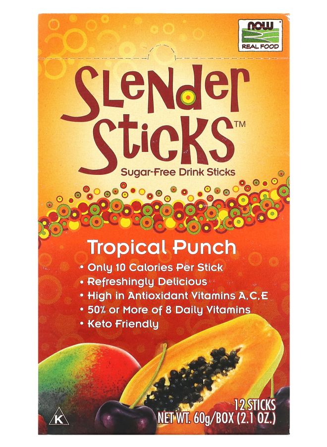now Slender Sticks Tropical Punch 12 Sticks 0.18 oz (5 g) Each