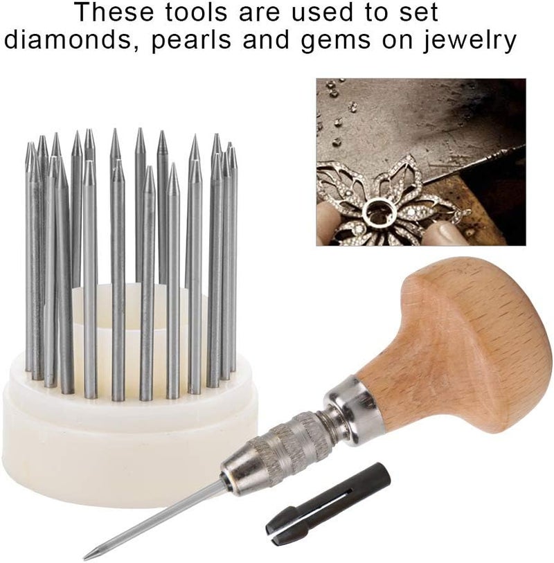 woobles 24pcs Beading Tools Beader Set for Diamond Stone Setting Graver Jewelry Equipments Jewelry Graver Tool Diamond Bead Grain Tool Metal Beading Tools Set for DIY Crafting Jewelry Making- - Image 2