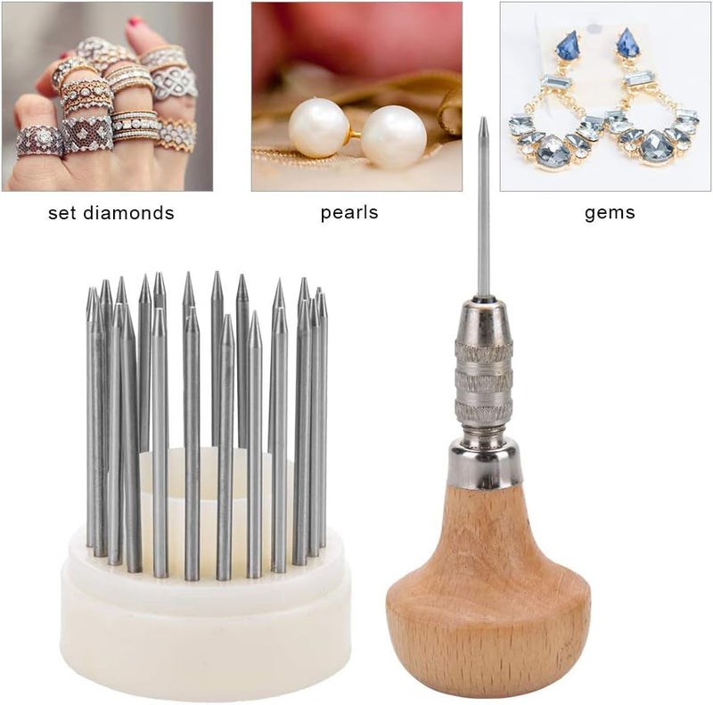 woobles 24pcs Beading Tools Beader Set for Diamond Stone Setting Graver Jewelry Equipments Jewelry Graver Tool Diamond Bead Grain Tool Metal Beading Tools Set for DIY Crafting Jewelry Making- - Image 3