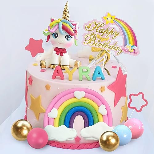 DRWATE 29 PCS Unicorn Cake Topper, Unicorn Rainbow Cake Decorations with Rainbow Stars Unicorn Balls Happy Birthday Cake Decorations for Boys Girls Kids Birthday Party Baby Shower Supplies (Star) - Image 3