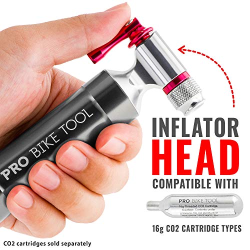 Pro Bike Tool أداة دراجة هوائية مضخة CO2 مع حاوية تخزين خرطوشة سريعة وسهلة وآمنة - لفرامل بريستا وشرايدر - مضخة إطارات دراجات للطرق والدراجات الجبلية - لا تشمل خرطوشات CO2 (تيتانيوم) - Image 2