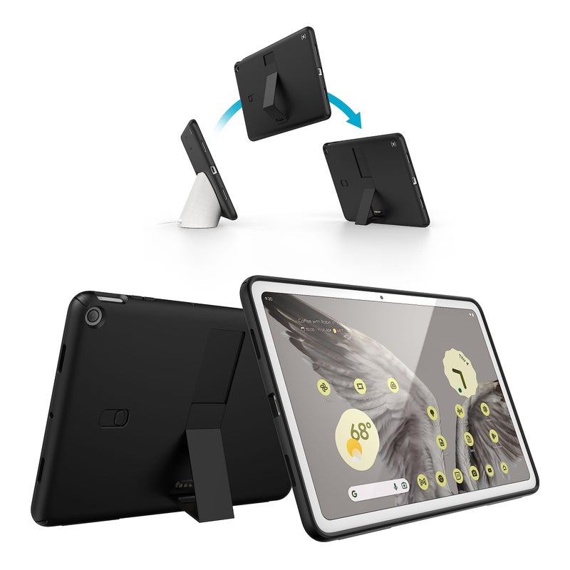 Speck Google Pixel Tablet 2023 Case and Stand - Full Back, Thin, Scratch Resistant, Drop Protection & Adjustable Kickstand - Works with Google Pixel Charging Speaker Dock - Black & White StandyShell - Image 1