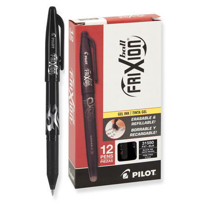 Pilot Frixion Erasable Pen, Black, 0.7 mm, 12-piece