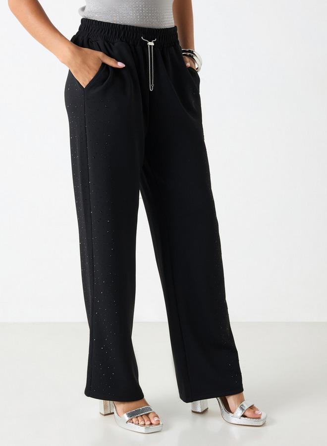 2Xtremz Embellished Wide Leg Pants with Elasticated Waistband - Image 1