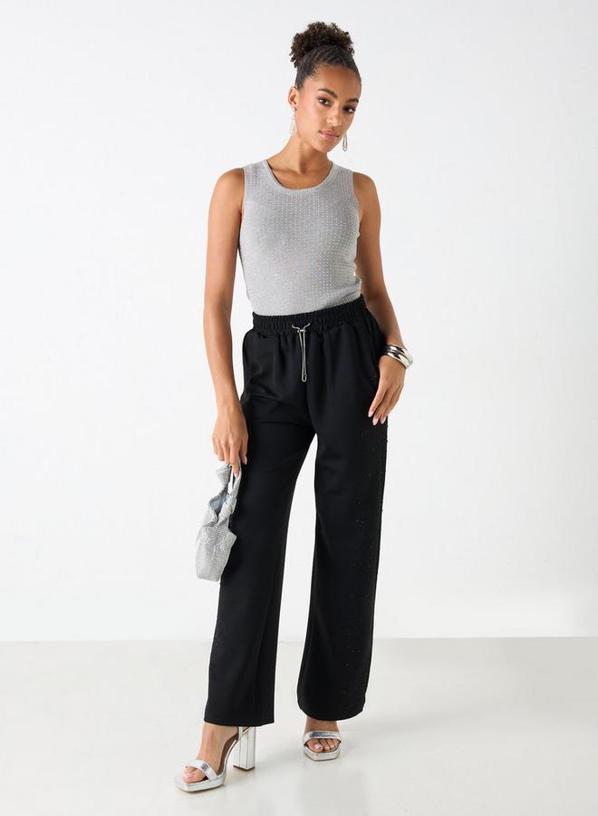 2Xtremz Embellished Wide Leg Pants with Elasticated Waistband - Image 2