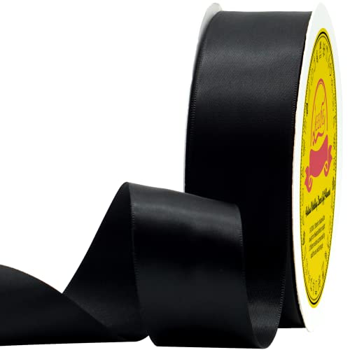 LEEQE Double Face Black Satin Ribbon 112 inch X 50 Yards Polyester Black Ribbon for Gift Wrapping Weddings Party Hair Bow Invitation Decorations and More