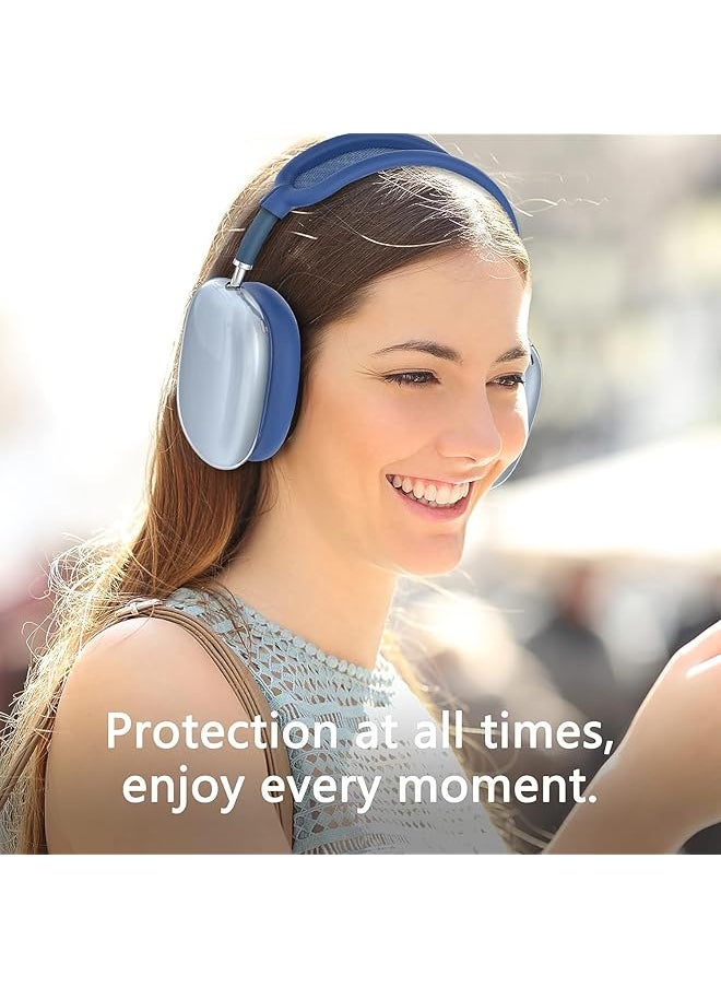 erorex - 3 In 1 Clear Silicone Case Cover For Airpods Max Headphones Anti Scratch Ear Pad Case Cover Ear Cups Cover Headband Cover Protective Case Compatible For Airpods Max Accessories Blue - Image 1