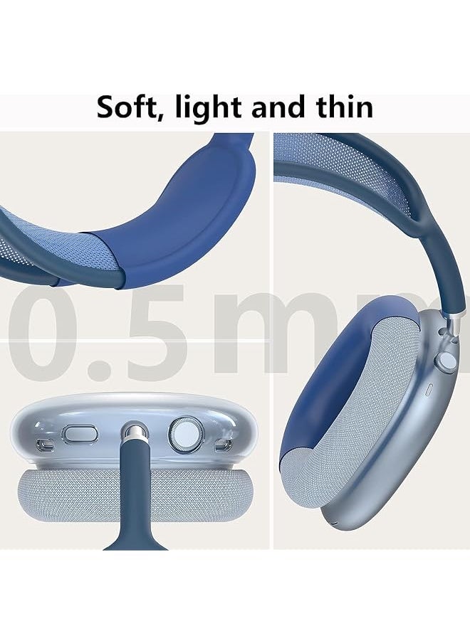 erorex - 3 In 1 Clear Silicone Case Cover For Airpods Max Headphones Anti Scratch Ear Pad Case Cover Ear Cups Cover Headband Cover Protective Case Compatible For Airpods Max Accessories Blue - Image 1