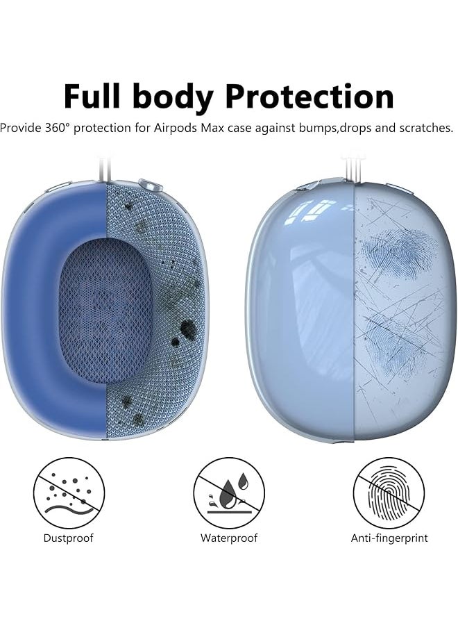 erorex - 3 In 1 Clear Silicone Case Cover For Airpods Max Headphones Anti Scratch Ear Pad Case Cover Ear Cups Cover Headband Cover Protective Case Compatible For Airpods Max Accessories Blue - Image 1