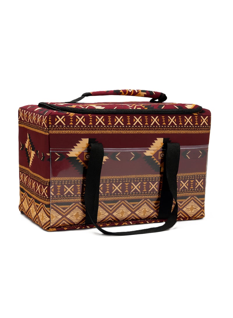 GO2CAMPS Premium Heavy Duty Thermal Insulated Picnic Basket ,Camping Bag , Thermal Travel Cooler Bag [ Large 47 x 21 x 30 CM ] Hot & Cold Multi-Compartment Storage Box for Food, Drinks, Arabic Coffee Dallah, Tea Kettles & Cups | EVA Thick Waterproof & Leak-Proof Picnic Bag | Traditional Arabic Kaki Design Camping Cooler for Desert Trips, Majlis Events, BBQ, Hiking, Outdoor Travel & Family Picnic Accessories - Image 4