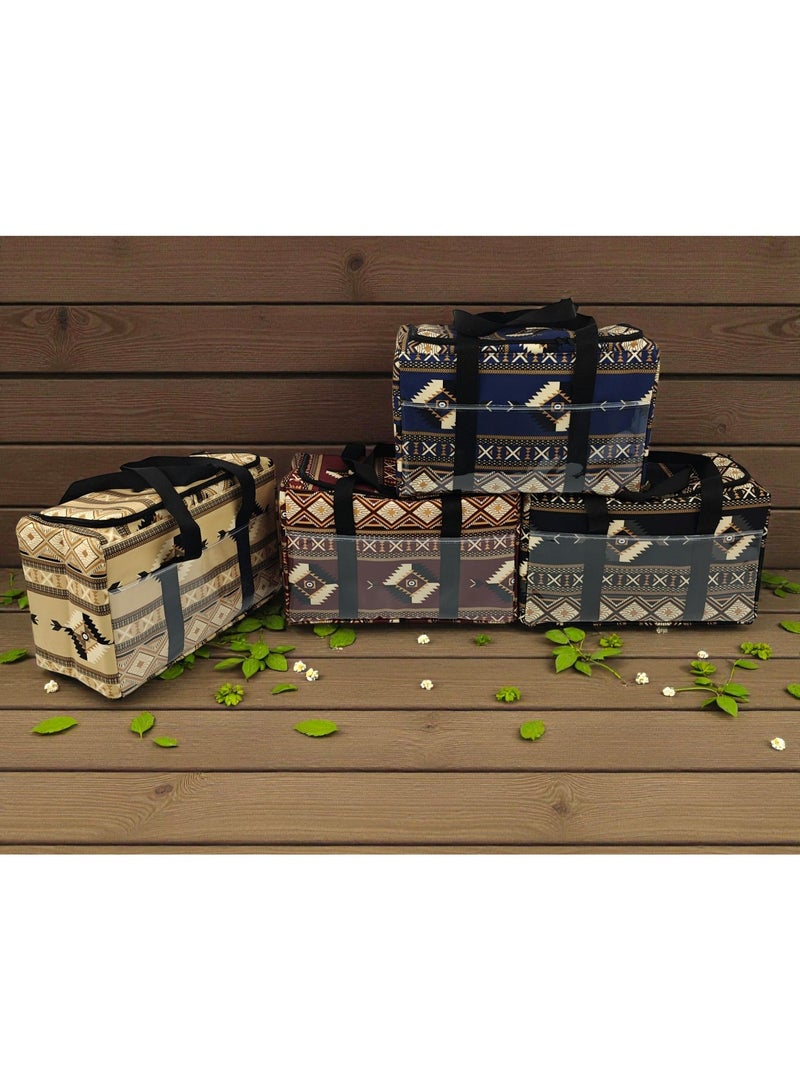 GO2CAMPS Premium Heavy Duty Thermal Insulated Picnic Basket ,Camping Bag , Thermal Travel Cooler Bag [ Large 47 x 21 x 30 CM ] Hot & Cold Multi-Compartment Storage Box for Food, Drinks, Arabic Coffee Dallah, Tea Kettles & Cups | EVA Thick Waterproof & Leak-Proof Picnic Bag | Traditional Arabic Kaki Design Camping Cooler for Desert Trips, Majlis Events, BBQ, Hiking, Outdoor Travel & Family Picnic Accessories - Image 5