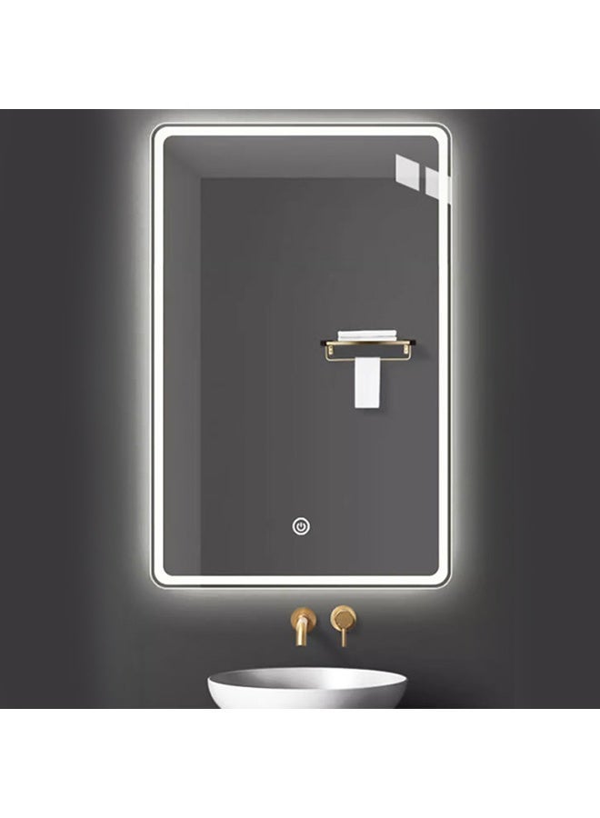 مرآة حمام LED مع إطار مصباح مرآة حمام قابلة للضبط لمس التبديل 50 * 70cm - Image 2