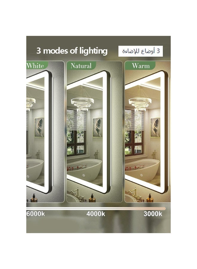 مرآة حمام LED مع إطار مصباح مرآة حمام قابلة للضبط لمس التبديل 50 * 70cm - Image 5