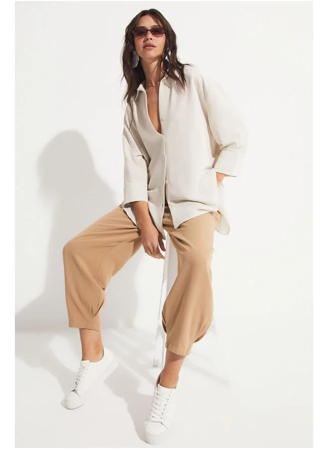 JUNE June Pocket Detailed Trouser Tan