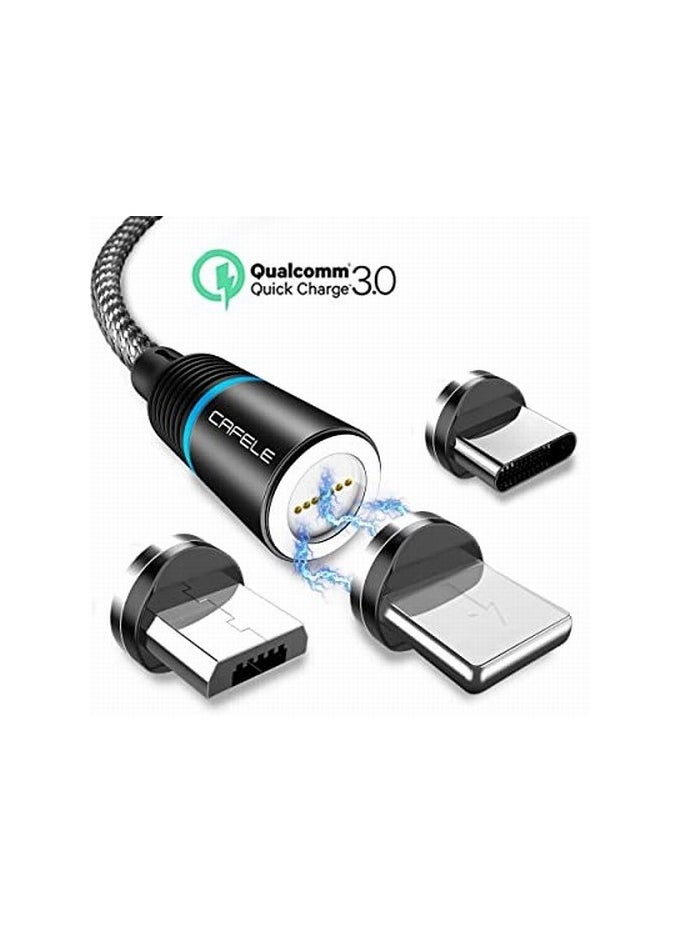 ⭐ Mobile Phone Charger Digital Display Travel Wall Charger Adapter  3.1A Support  Fast Charger Quick Charge 3.1  with LED Display  Qc Fast Charging with 2M Magnetic  cable For iPhone and Android  شاحن موبايل بتقنية الشحن السريع من كوالكوم مع 3 مخرج لشحن اكثر من هاتف وشاشة ديجيتال لعرض قوة الشحن مع كابل مغناطيسي شحن 2 متر و3 راس متغير لشحن كل الهواتف