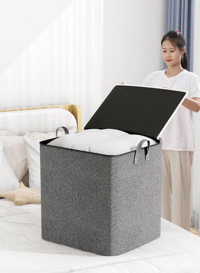 Gray foldable clothing storage cabinet (XXL), quilt storage bag, large capacity storage bag, clothing storage bag, miscellaneous storage bag, soft cloth bag, suitable for storing clothes, blankets, toys at home, foldable, waterproof and dustproof, large capacity storage bag - Image 3