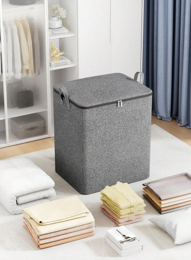 Gray foldable clothing storage cabinet (XXL), quilt storage bag, large capacity storage bag, clothing storage bag, miscellaneous storage bag, soft cloth bag, suitable for storing clothes, blankets, toys at home, foldable, waterproof and dustproof, large capacity storage bag - Image 4