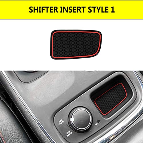 Mekar Anti-dust Custom Compatible for 2014-2020 Dodge Durango Cup Holder Insert & Center Console Shifter Liner Trim Mats | 5pc Custom Fit Non Slip Storage Bin Mat Set Interior Accessories - Red - Image 4