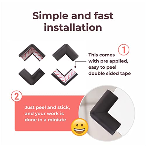 BabySafeHouse Edge Guard and Corner Protector – Extra Long 19ft (16.5ft Edge + 8 Pre-Taped Corner Guards) and Cow Shape Door Stopper (Black Color) for Baby Proofing & Child Safety - Image 2