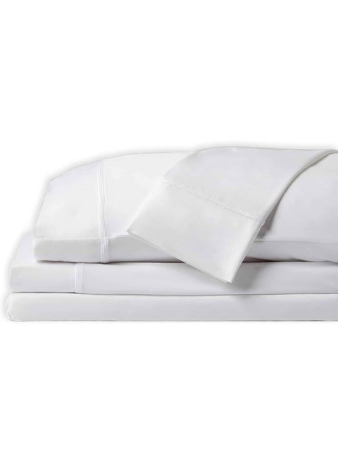 SHEEX Original Performance Sheet Set, Cooling Bed Sheet with 1 Flat Sheet, 1 Fitted Sheet, and 2 Standard Pillowcases, Queen, Bright White