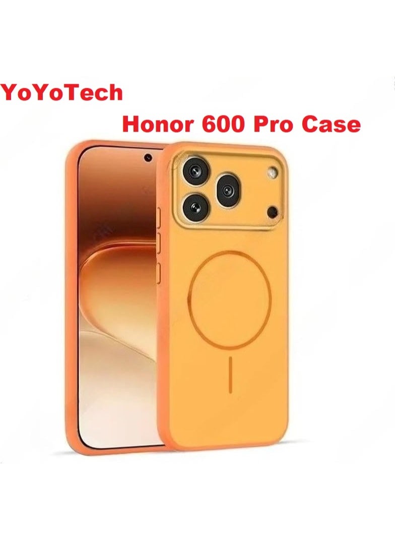 Honor 600 Pro Case Matte Frosted Soft Shell Phone Cover Full Coverage with Camera Lens Guard,ShockProof Cover Supports Magnetic Wireless Charging for Honor  600 Pro 6.57' 2026 - Orange