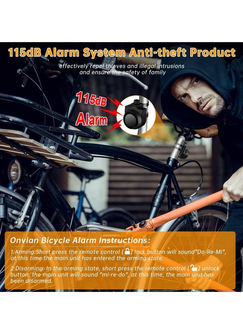 Gonice - Rechargeable Bike Alarm with Wireless Remote, Motion Sensor Alarm for E-Bike Motorcycle Bicycle Scooter Car, Volume Adjustable Motorcycle Alarm Sensitive Motion Detection Security Bike Alarm - Image 1