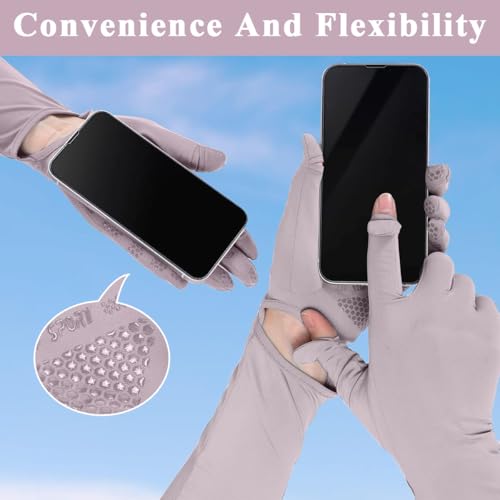 PALAY® UV Protection Arm Sleeves Nylon Ice Silk Arm Sleeves with One Piece Gloves, Open Finger Tip & Anti-slip Palm Design Outdoor Cool Arm Sleeve for Driving, Cycling, Gardening- Purple - Image 3