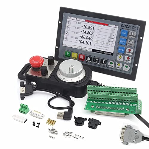 CNCTOPBAOS 4 Axis Offline Stand Alone CNC Motion Controller System DDCSV3.1,Servo/Stepper Motor Control Replace Mach3 PLC+100PPR MPG Handwheel with E-Stop for CNC Router Engraving Machine - Image 1