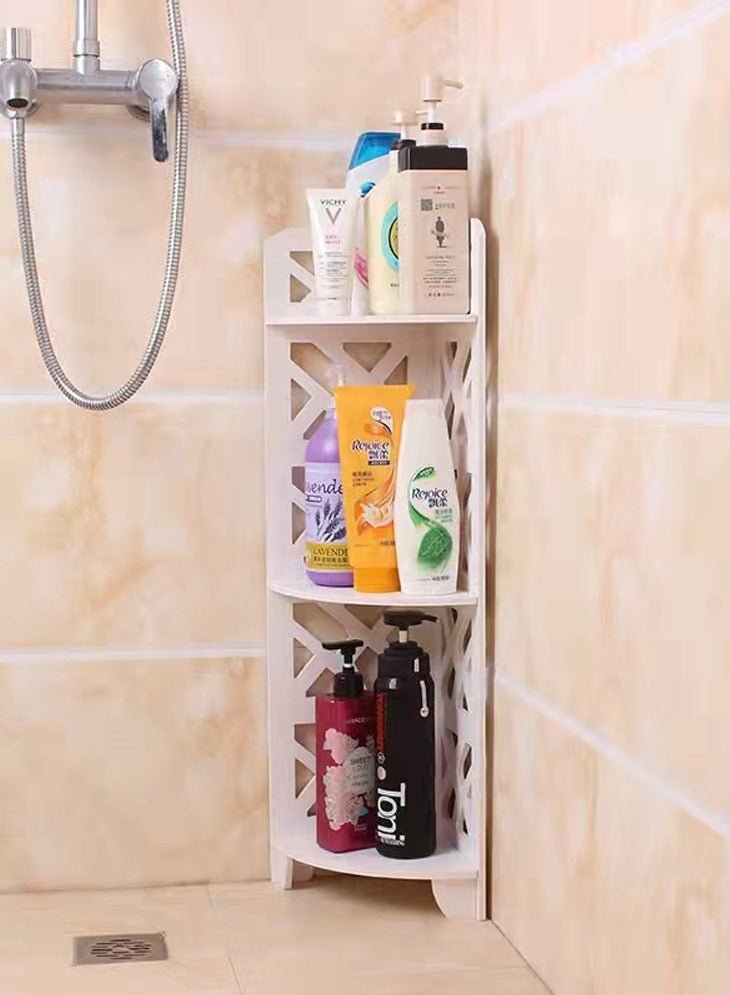 LINGWEI Bathroom Corner Stand Sink Organizer Shelf White 21x80x21cm - Image 1
