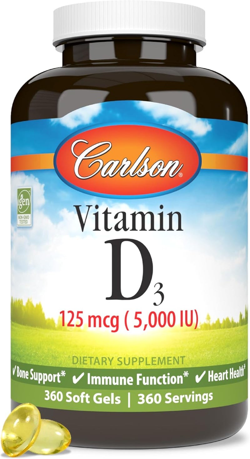 Carlson Vitamin D3 Soft Gels 360 Count for Bone Health - Image 1