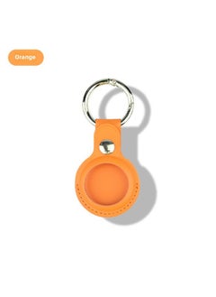 Suitable For Apple Airtag Tracker Anti-Lost Device Locator Leather Protective Case Airtags Protective Case-Color:Orange-Applicable Model:Double Hole Airtag Case