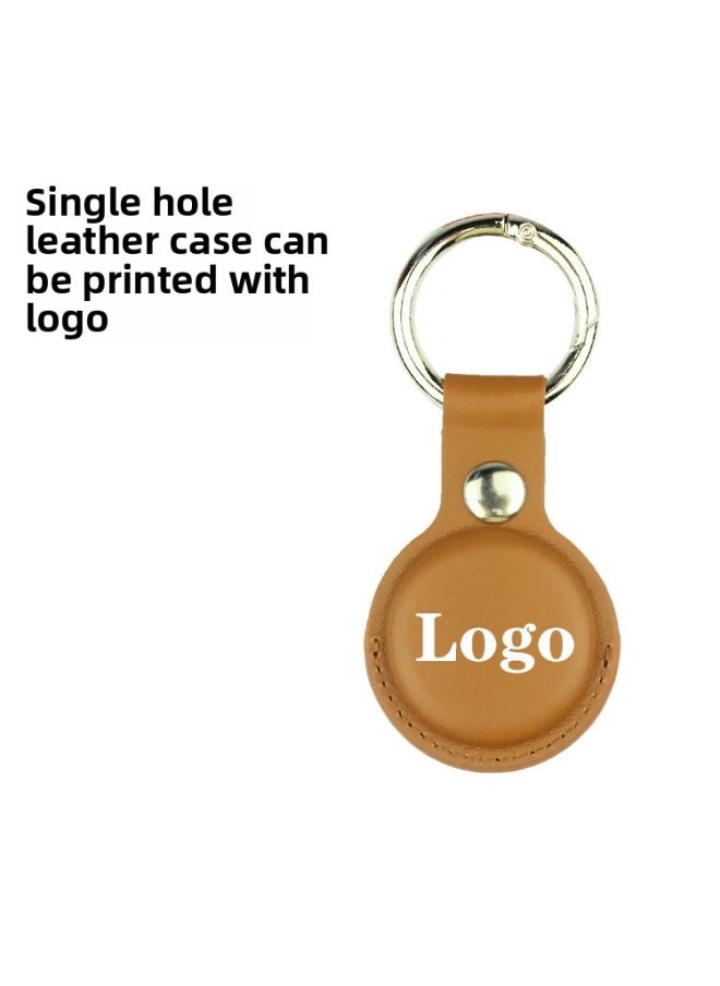 Generic - Suitable For Apple Airtag Tracker Anti-Lost Device Locator Leather Protective Case Airtags Protective Case-Color:Orange-Applicable Model:Double Hole Airtag Case - Image 1