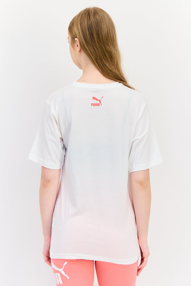 PUMA Women Relaxed Fit Graphic Print Short Sleeve Outdoor T-Shirt, White - Image 2