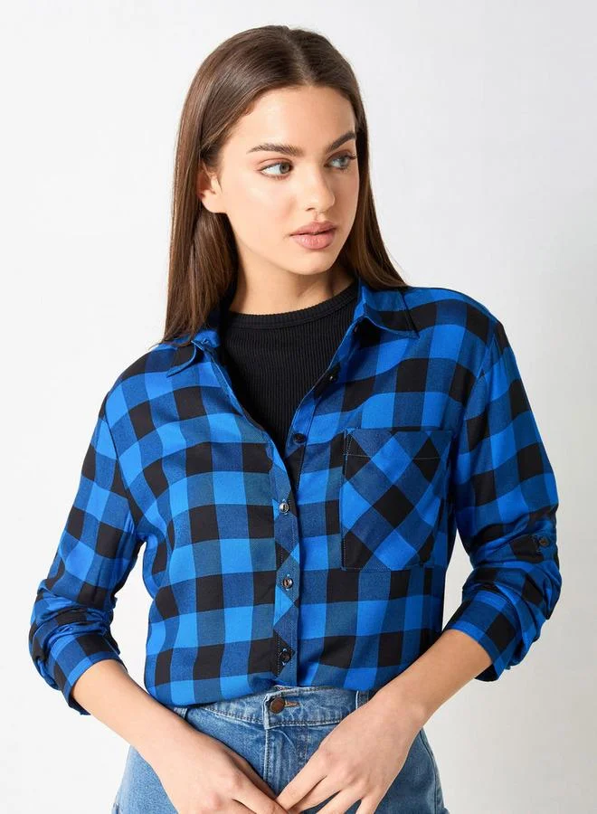 لي كوبر قميص كاروهات بأكمام طويلة وقصة مريحة من لي كوبر